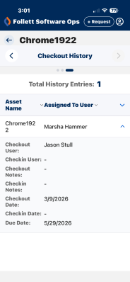 Checkout History for an asset. 